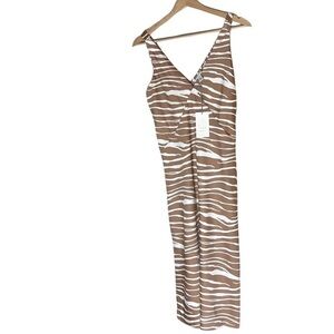 [ a new‎ day] Stylish Zebra Print Midi Dress - Size XSmall
